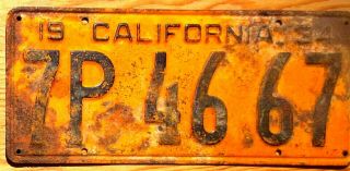 1934 California License Plate Number Tag - $2.  99 Start