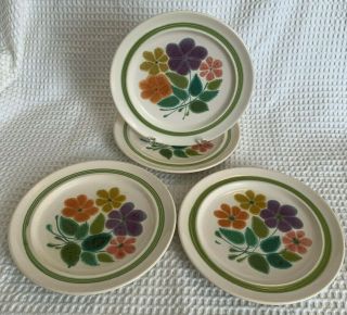 Vintage Franciscan Floral Earthenware 10 - 1/2 " Dinner Plates - Set 4
