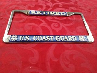 Retired Us Coast Guard License Plate Frame Euc