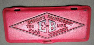 Antique •EMERSON BRANTINGHAM• Cast Iron Tractor Tool Box Cover Farm Machinery 2