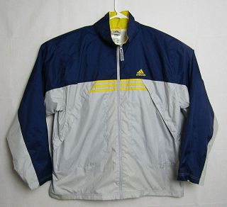 Vintage 2001 Adidas Windbreaker Jacket Running Blue Yellow Gray Size L Retro