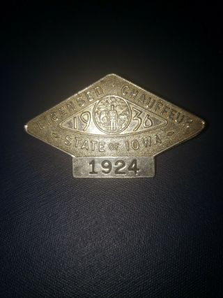 1936 Iowa Chauffer Badge