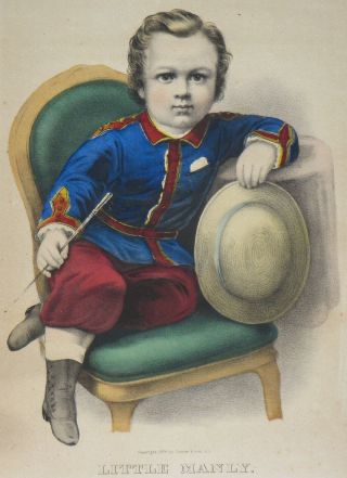 Antique Currier & Ives Lithograph " Little Manly " Dated 1874 York