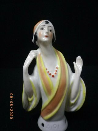 41/2 " Antique German Porcelain Flapper Lady Half Doll