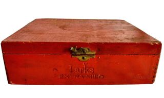 Vintage Corina Larks Extra Mild Wooden Cigar Box With Hinged Lid