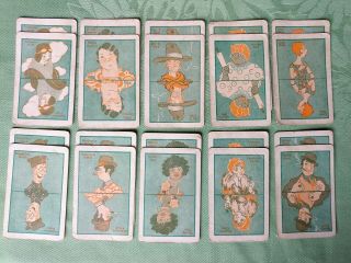 Very Early Antique Set Of Old Maid Paper Playing Cards Whitman ? Ephemera