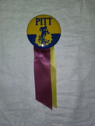 Vintage Pitt Panthers Football Pinback Button With Ribbons