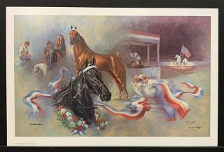 Billie Nipper Signed Print “celebration” Tennessee Artist Horse Walking Horse