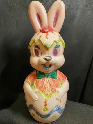 Vintage Easter Bunny Plastic Blow Mold Bank 11” Easter Decor