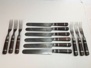 Antique Vintage Civil War Era Fork And Knife Set Northampton Cutlery Co