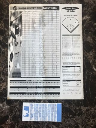 1998 Cubs & Giants Special Edition MLB One Game Playoff Scorecard & Ticket Stub 2