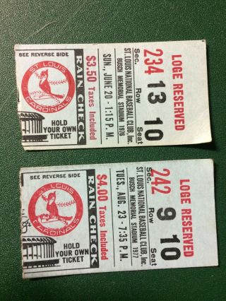 Set Of 2 - St.  Louis Cardinals Ticket Stubs 1976 - 1977