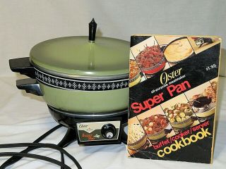 Vintage Oster Imperial Pan Cooker Server Avocado Electric Fondue Steamer