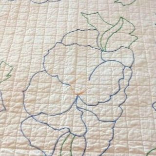Vintage Handmade Machine Stitched large flower outline Quilt approx.  92 