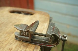 VINTAGE LITTCO No.  1 TABLE MOUNT VISE 1 - 3/4  JAWS,  CAST IRON JEWELERS HOBBY VICE 3