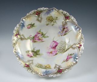 Antique Rs Prussia Bowl Satin With Roses