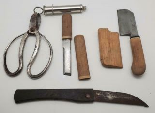 Antique Bonsai Trim Set Pruning Trimming Shears Knife Cleaver Carrying Case More