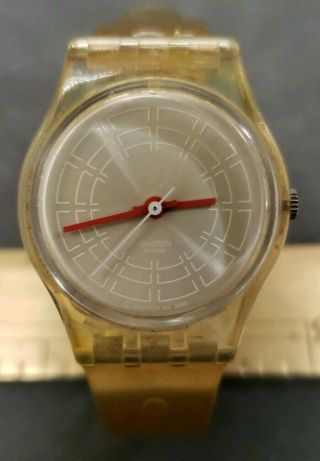 Vintage Ladies Swatch Swiss Watch Clear Red 25mmcase Battery
