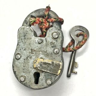 Authentic Antique Lock & Key Padlock - Ca.  1800’s India - White Metal Old Tool