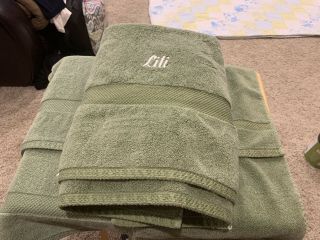 Ll Bean Organic Cotton Oversized Bath Towels Set Of 5 Antique Pine Green Lili