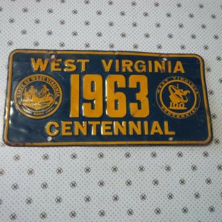 1963 West Virginia - Centennial Booster - License Plate