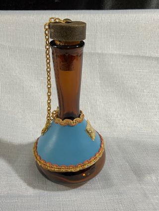 Vintage Leather Covered Glass Wine Decanter Bottle Made In Spain Decorative