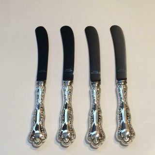 Set Of 4 Birks Louis Xv Sterling Silver Paddle Butter Knives S329