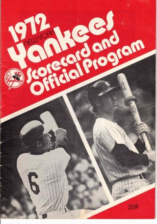 1972 Yankee Scorecard & Program With The Twins - Scored