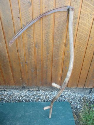 Vintage Antique 54 " Long Scythe Hay Grain Sickle Farm Tool Blade Is 29 " Long