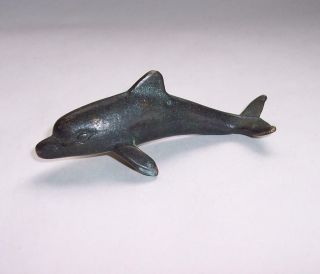 Antique Vintage Cast Solid Bronze Small Dolphin Figure Ornament - Detecting Find