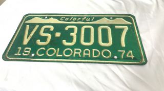 Vintage Colorful Colorado 1974 License Plate
