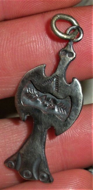 Vintage Navajo Peyote Bird Sterling Silver Charm Pendant Arrow Stamps Vafo