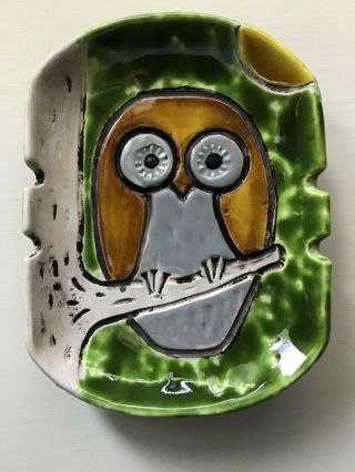 Vintage Mid Century Raymor Pottery Italy Owl Ashtray