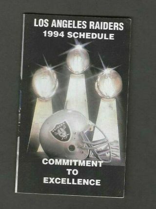 1994 Los Angeles Raiders Pocket Schedule Sponsored By Lite Beer
