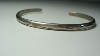 Vintage Navajo Sterling Silver Carved Cuff Bracelet