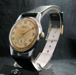Kama White Vintage 1958 Soviet Post - Wwii Wristwatch Anti - Shock
