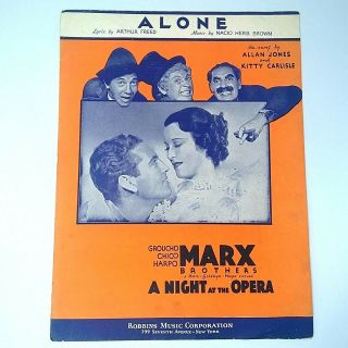 1935 Alone Marx Brothers A Night At The Opera Nacio Freed Vintage Sheet Music 2