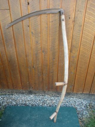 Vintage Antique 55 " Long Scythe Hay Grain Sickle Farm Tool Blade Is 27 " Long