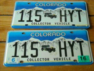 Colorado License Plates Pair Collector Vehicle White Mountains 115 - Hyt