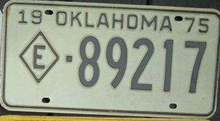 Oklahoma Vintage Exempt 1975 License Plate E 89217