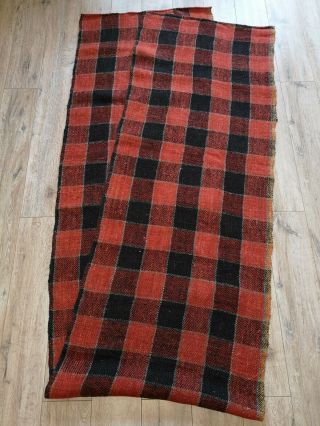 Antique Hand - Woven Flax Fabric Or Rug Runner 1930s 3,  6x0,  68m