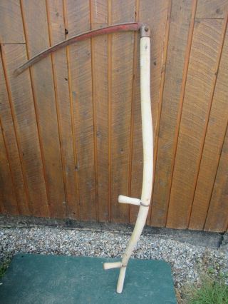 Great Vintage Antique 59 " Long Scythe Hay Grain Sickle Farm Tool Blade 30 " Long