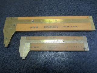 Vintage Stanley No.  136 1/2 & Stanley No.  136 Boxwood & Brass Caliper Slide Ruler