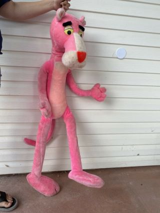 Vintage 1980 Pink Panther Giant 48” Plush Bendable Stuffed Mighty Star 4 Feet