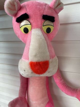 Vintage 1980 Pink Panther Giant 48” Plush Bendable Stuffed Mighty Star 4 Feet 2