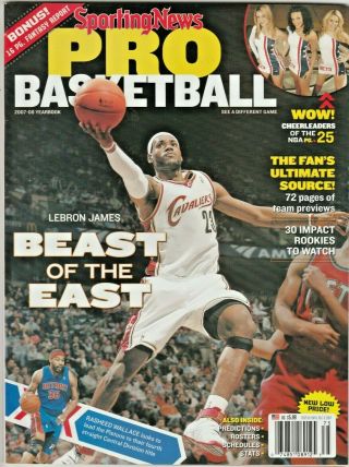 Lebron James 2007 - 08 Sporting News Nba Preview Mag,  Newsstand Issue,  No Label Ex