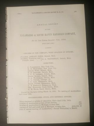 1884 Rr Paper Kalamazoo & South Haven Railroad Alamo Mentha Lacota Kendall Mi