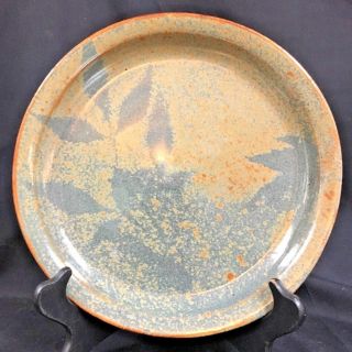Vintage Studio Pottery Plate Leaf Pattern - Signed Js