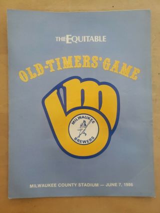 Equitable Milwaukee Brewers Old Timers Game Program June 7,  1986 County Stadium