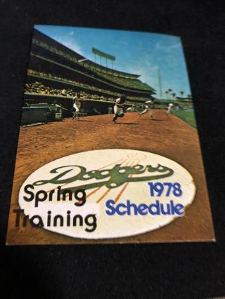 1978 Los Angeles Dodgers Spring Training Baseball Pocket Schedule